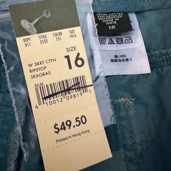 Eddie Bauer Seagras Ripstop drawstring waist Skirt NWT size 16 - Picture 6 of 6